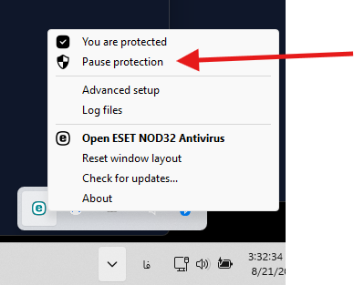 مرحله اول - انتخاب Pause protection