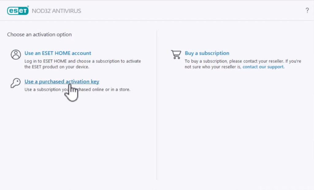 انتخاب گزینه Use a purchased activation key در نود ۳۲